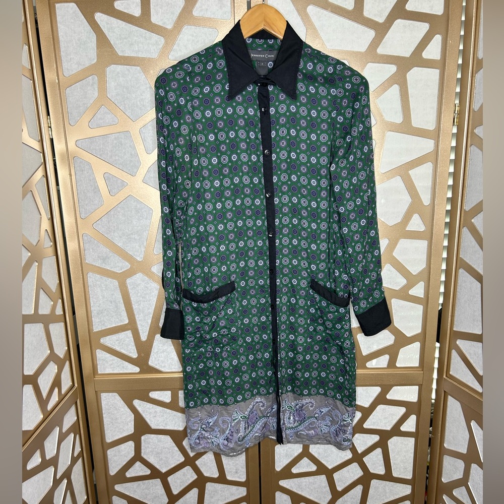 Jennifer Chun Silk Button Down Dress